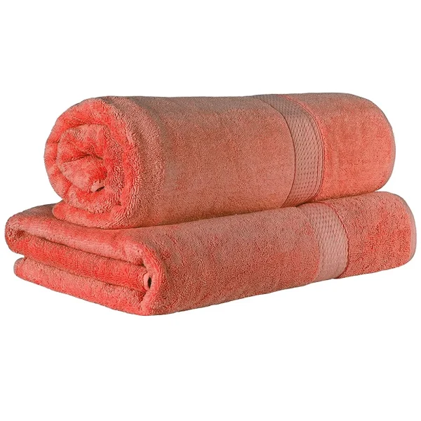 900 Gsm Egyptian Cotton Bath Sheet Set Of 2 Oversized Body Towels Coral