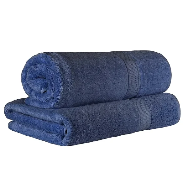 900 Gsm Egyptian Cotton Bath Sheet Set Of 2 Oversized Body Towels Navy Blue