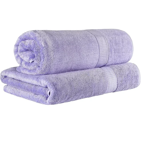 900 Gsm Egyptian Cotton Bath Sheet Set Of 2 Oversized Body Towels Purple
