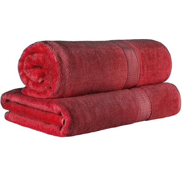 900 Gsm Egyptian Cotton Bath Sheet Set Of 2 Oversized Body Towels Red
