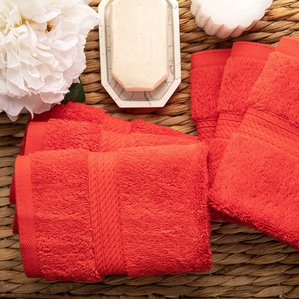 900 Gsm Egyptian Cotton Face Cloths Set Red