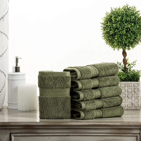 900 Gsm Egyptian Cotton Face Towel Set Forest Green