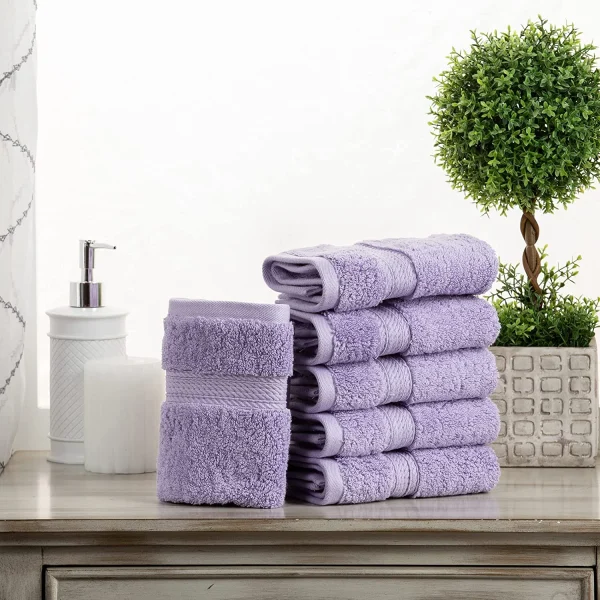 900 Gsm Egyptian Cotton Face Towel Set Purple