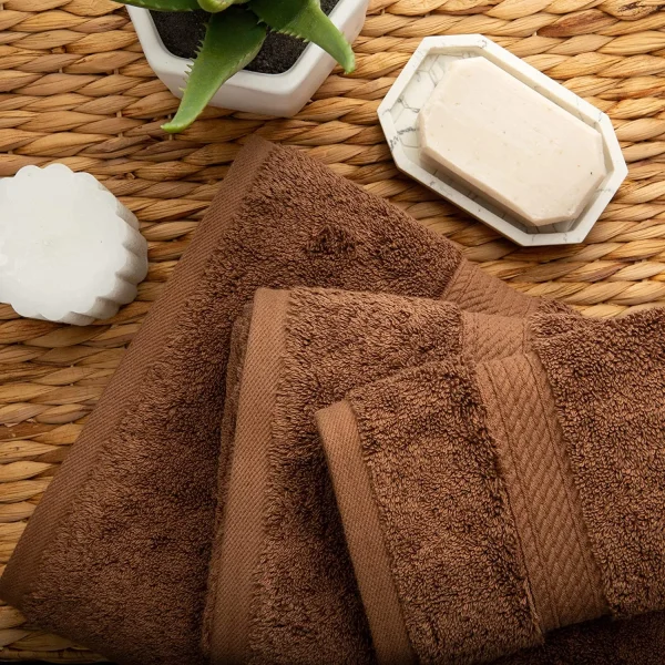 900 Gsm Egyptian Cotton Towel Set Of 3 Soft Plush Towels Chocolate Brown