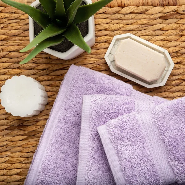 900 Gsm Egyptian Cotton Towel Set Of 3 Soft Plush Towels Purple