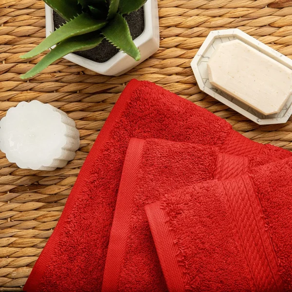 900 Gsm Egyptian Cotton Towel Set Of 3 Soft Plush Towels Red