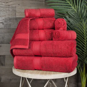 900 Gsm Egyptian Cotton Towel Set Of 8 Thick Bath Towels Red