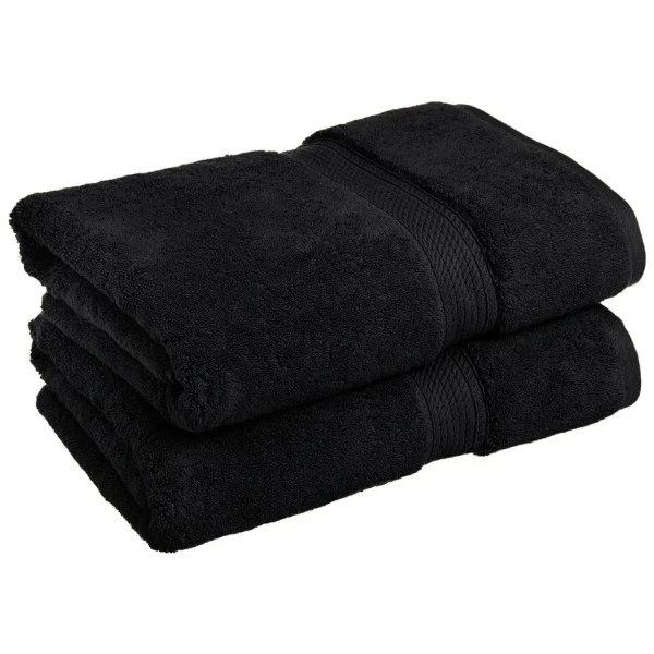 Egyptian Cotton Bath Towel Set Of 2 900 Gsm Plush Absorbent Body Towels Black