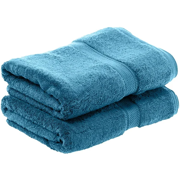 Egyptian Cotton Bath Towel Set Of 2 900 Gsm Plush Absorbent Body Towels Denim Blue