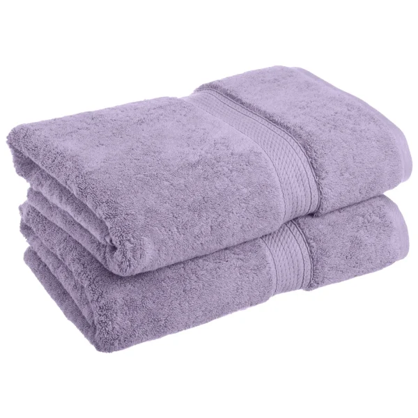Egyptian Cotton Bath Towel Set Of 2 900 Gsm Plush Absorbent Body Towels Purple