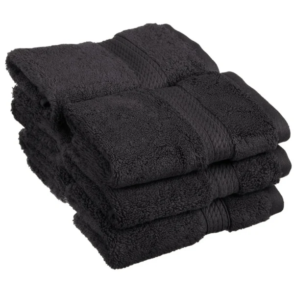 Egyptian Cotton Face Towel Set Of 6 900 Gsm Plush Absorbent Washcloths Black
