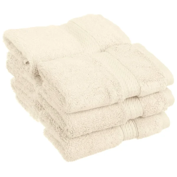 Egyptian Cotton Face Towel Set Of 6 900 Gsm Plush Absorbent Washcloths Cream
