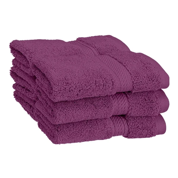 Egyptian Cotton Face Towel Set Of 6 900 Gsm Plush Absorbent Washcloths Plum