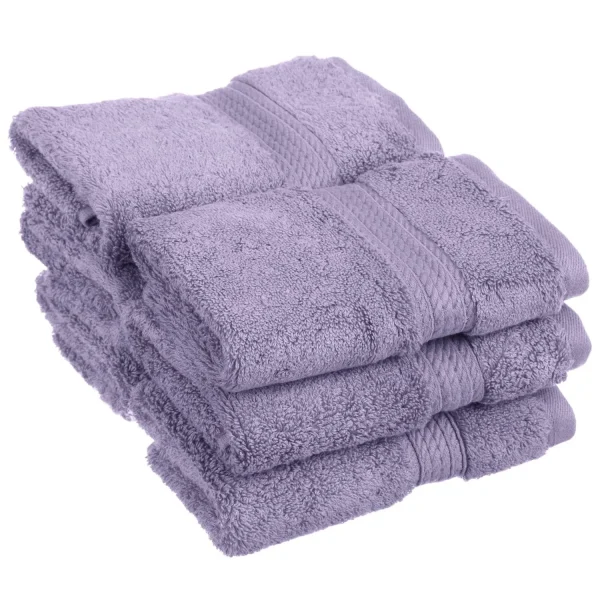 Egyptian Cotton Face Towel Set Of 6 900 Gsm Plush Absorbent Washcloths Purple