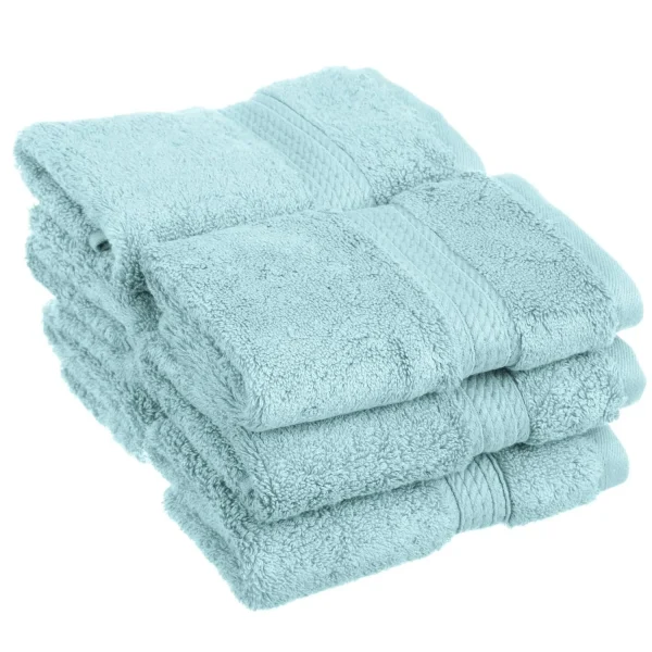 Egyptian Cotton Face Towel Set Of 6 900 Gsm Plush Absorbent Washcloths Sea Foam