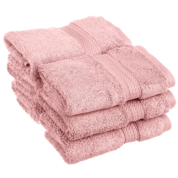 Egyptian Cotton Face Towel Set Of 6 900 Gsm Plush Absorbent Washcloths Tea Rose