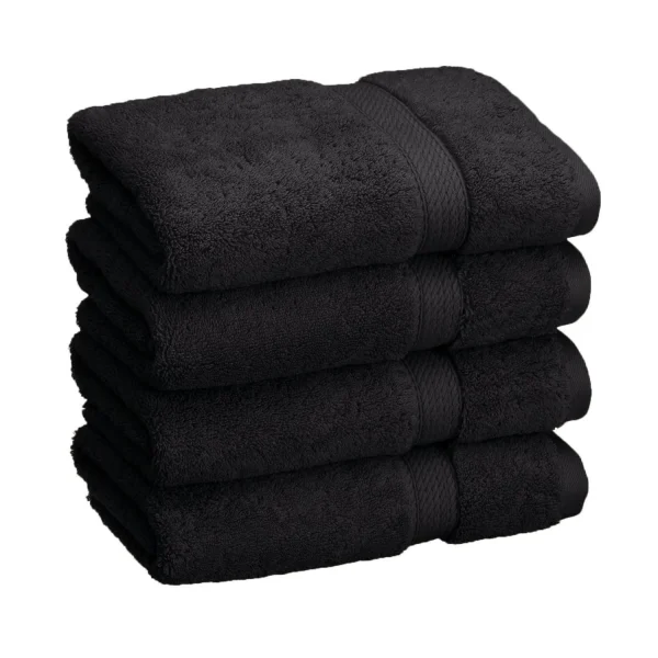 Egyptian Cotton Hand Towel Set Of 4 900 Gsm Plush Absorbent Towels Black