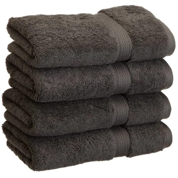 Egyptian Cotton Hand Towel Set Of 4 900 Gsm Plush Absorbent Towels Charcoal Gray