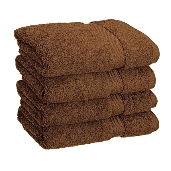 Egyptian Cotton Hand Towel Set Of 4 900 Gsm Plush Absorbent Towels Chocolate Brown