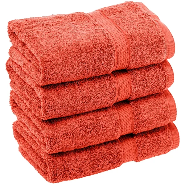 Egyptian Cotton Hand Towel Set Of 4 900 Gsm Plush Absorbent Towels Coral