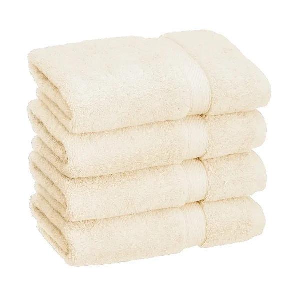 Egyptian Cotton Hand Towel Set Of 4 900 Gsm Plush Absorbent Towels Cream