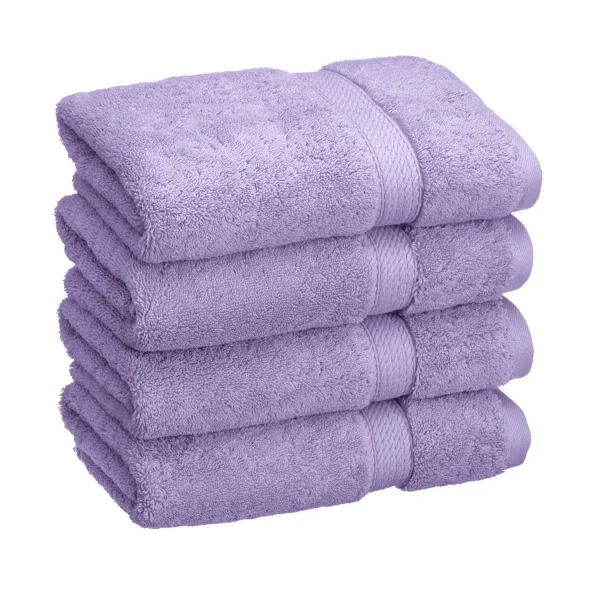 Egyptian Cotton Hand Towel Set Of 4 900 Gsm Plush Absorbent Towels Purple
