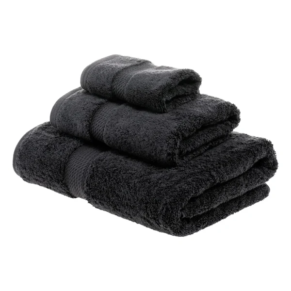 Egyptian Cotton Towel Set Of 3 900 Gsm Plush Absorbent Bath Towels Black