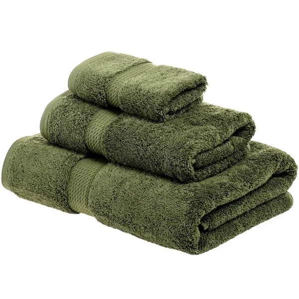 Egyptian Cotton Towel Set Of 3 900 Gsm Plush Absorbent Bath Towels Forest Green