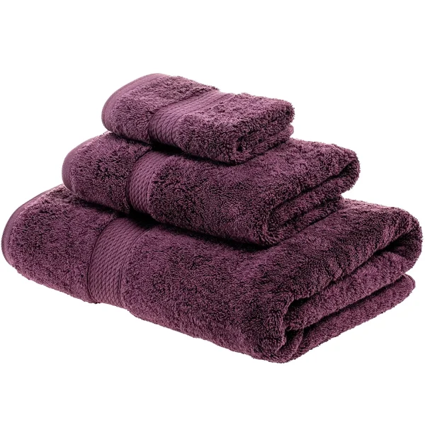 Egyptian Cotton Towel Set Of 3 900 Gsm Plush Absorbent Bath Towels Plum