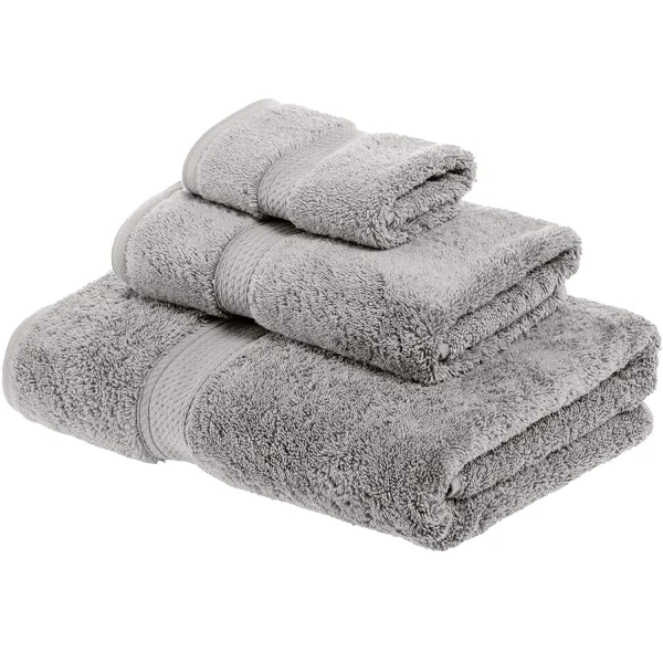 Egyptian Cotton Towel Set Of 3 900 Gsm Plush Absorbent Bath Towels Silver