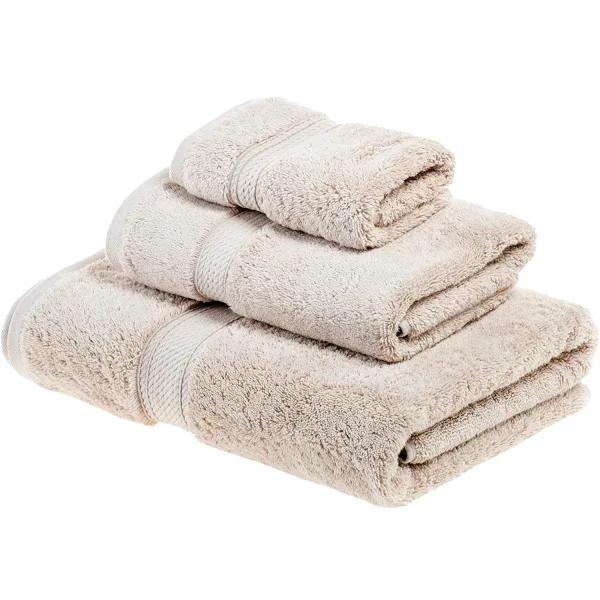 Egyptian Cotton Towel Set Of 3 900 Gsm Plush Absorbent Bath Towels Stone