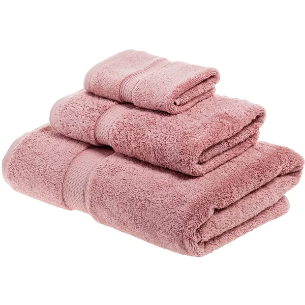 Egyptian Cotton Towel Set Of 3 900 Gsm Plush Absorbent Bath Towels Tea Rose
