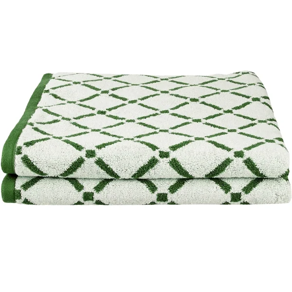 550 Gsm Long Staple Cotton Bath Towel Set Of 2 Hunter Green Cream