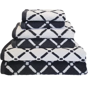 550 Gsm Long Staple Cotton Towel Set Of 6 Charcoal White