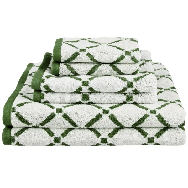 550 Gsm Long Staple Cotton Towel Set Of 6 Hunter Green Cream