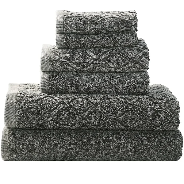 Denim Washed Bath Towels Set 550 Gsm Cotton Grey