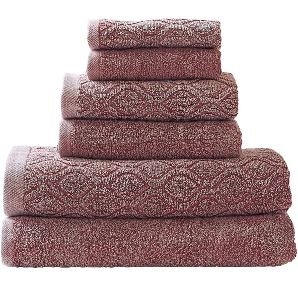 Denim Washed Bath Towels Set 550 Gsm Cotton Rumba Red