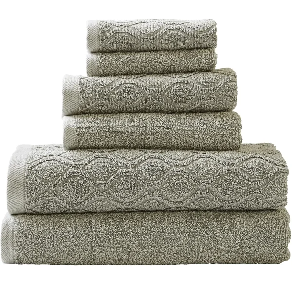 Denim Washed Bath Towels Set 550 Gsm Cotton Sage