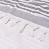460 Gsm Cotton Oversize Fouta Towel Quick Dry Beach Towels With Fringes Striped Black