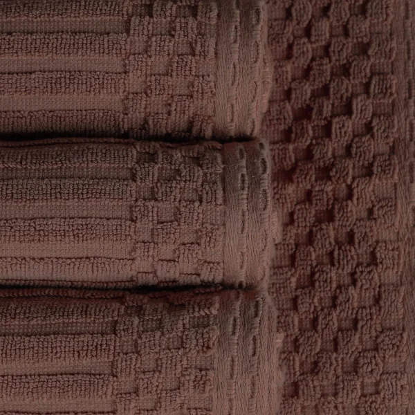 600 Gsm Textured Towel Set Ribbed Towels Java Brown