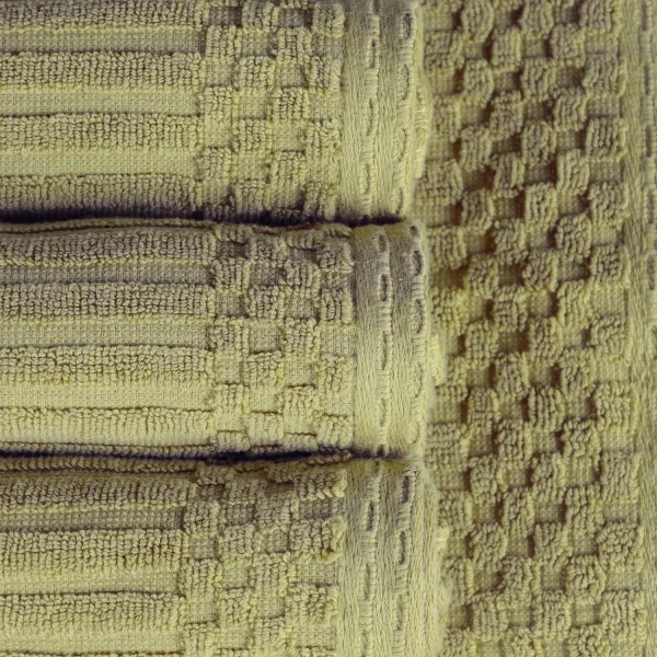 600 Gsm Textured Towel Set Ribbed Towels Sage