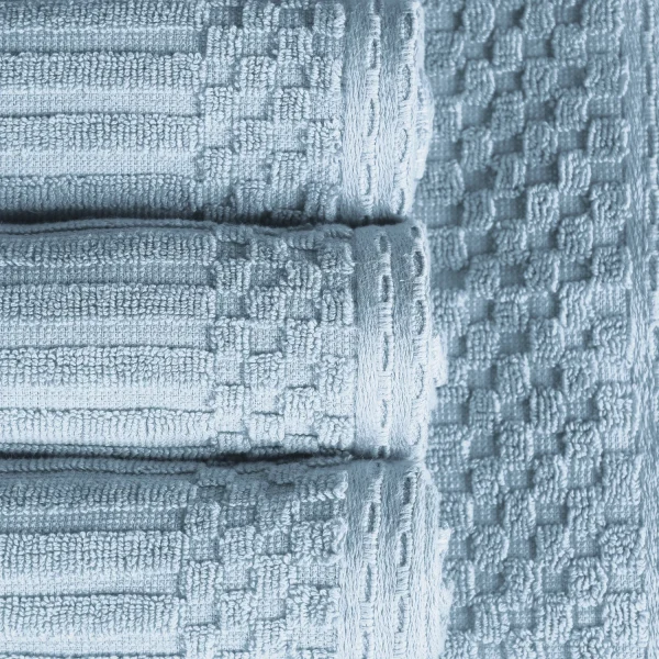 600 Gsm Textured Towel Set Ribbed Towels Slate Blue
