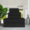 600 Gsm Textured Towel Set Of 6 Ribbed Towels Black