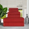 600 Gsm Textured Towel Set Of 6 Ribbed Towels Burgundy
