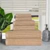 600 Gsm Textured Towel Set Of 6 Ribbed Towels Coffee Brown