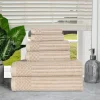600 Gsm Textured Towel Set Of 6 Ribbed Towels Ivory