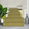 600 Gsm Textured Towel Set Of 6 Ribbed Towels Sage Green