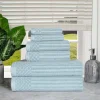 600 Gsm Textured Towel Set Of 6 Ribbed Towels Slate Blue