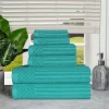 600 Gsm Textured Towel Set Of 6 Ribbed Towels Turquoise
