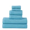 Aqua Blue Rib Stripes Towels Set 600 Gsm Cotton